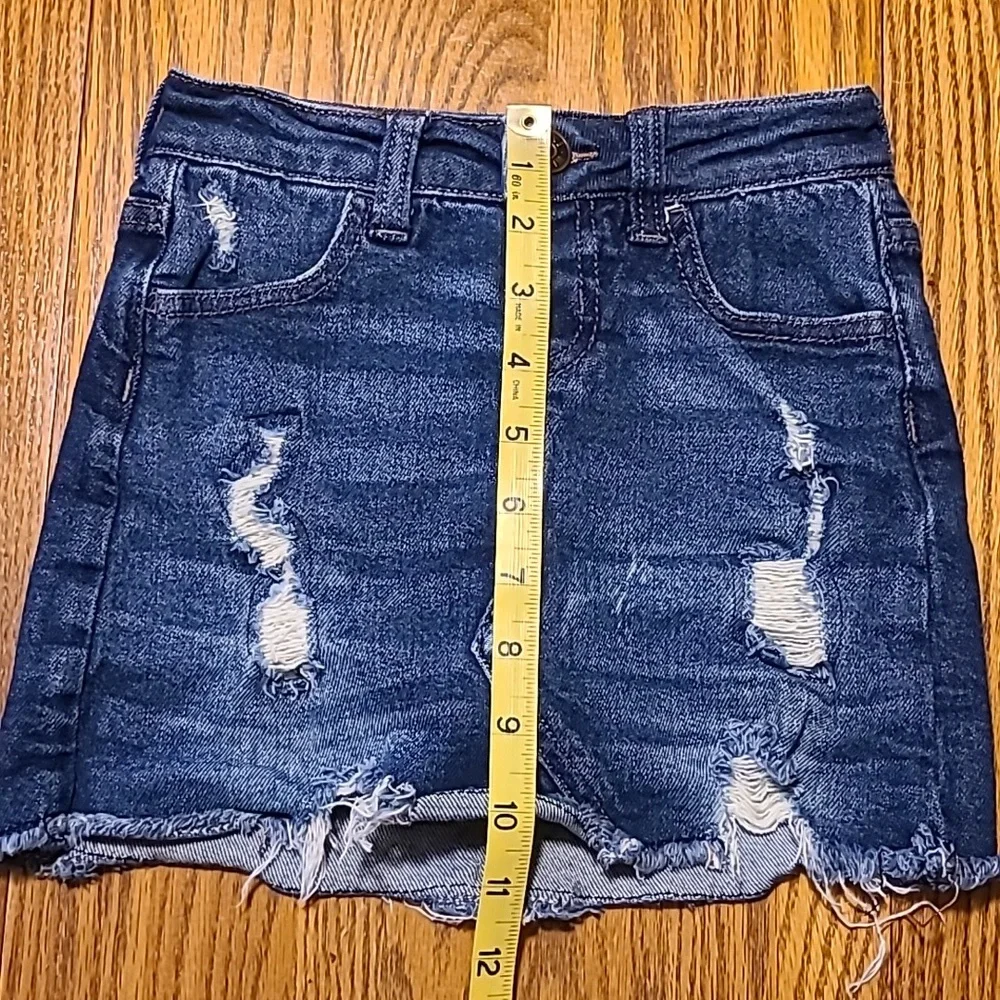 Justice Distressed High Rise Lined Denim Skirt - Girls 7